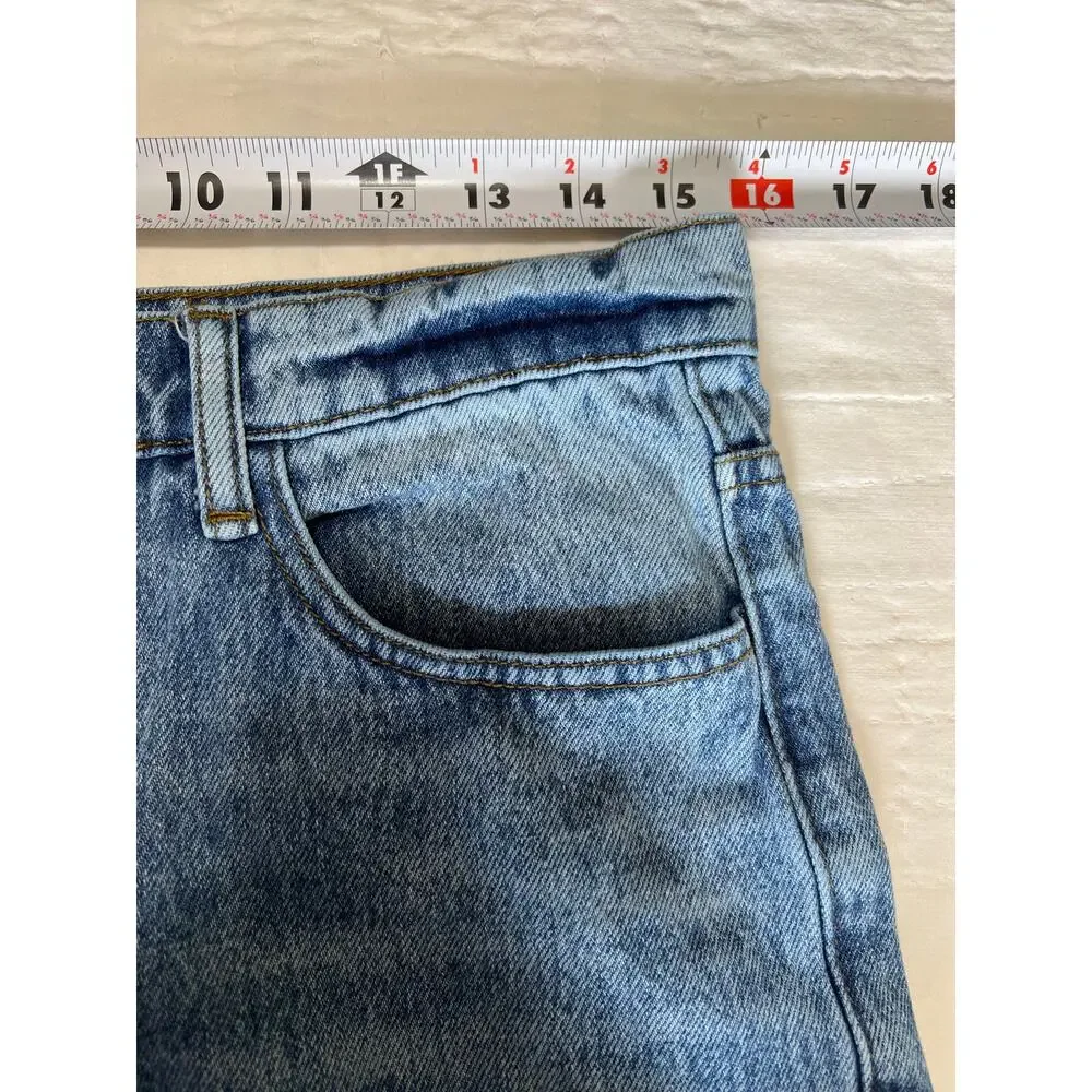 Vibrant MIU Jeans Womens 11 Stonewash High Rise Wide Flare Raw Hem Distressed